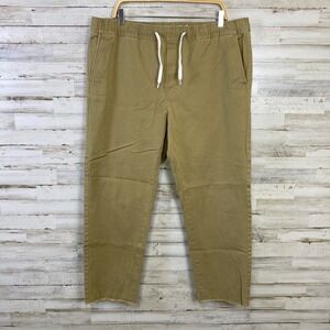 H&M LOGG Pants Women Brown L Raw Hem Elastic Waist Drawstring Jogger Casual